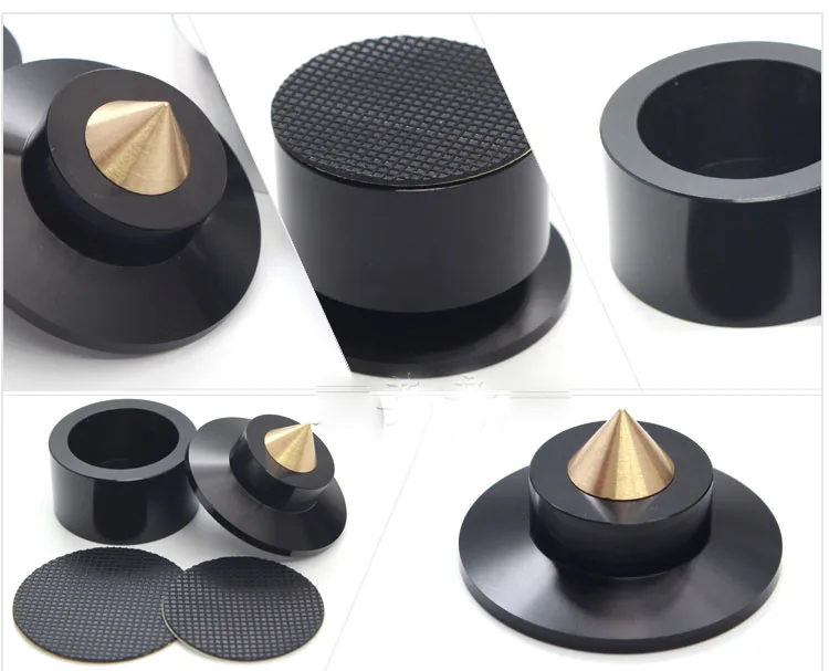 Pico + Pad Isolamento à Prova de Choque Alumínio Black Silver Suporte Hifi Amplificadores Preto 4pcs & - Image 2