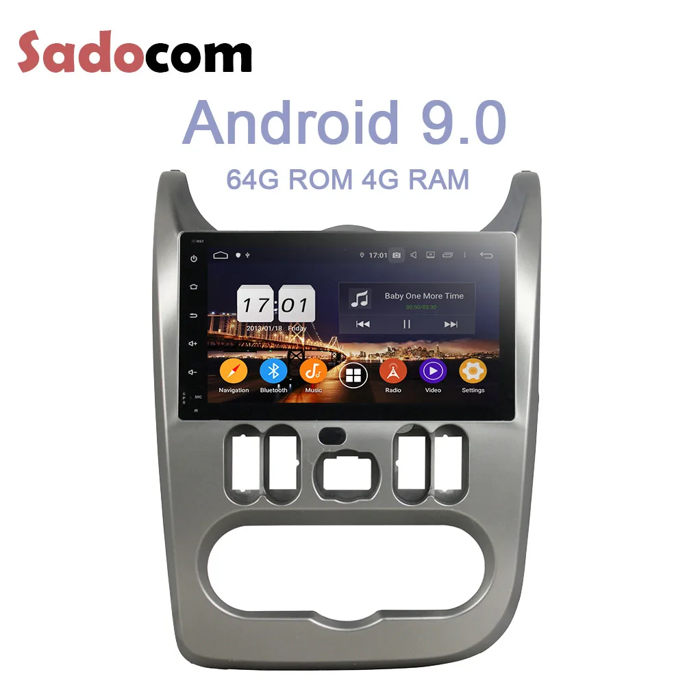 Clearance 9" DSP IPS Android 9.0 64g+4GB RAM Car DVD Player For Renault Logan Sandero Duster 2015 2016 GPS Glonass Map autoradio Bluetooth 3