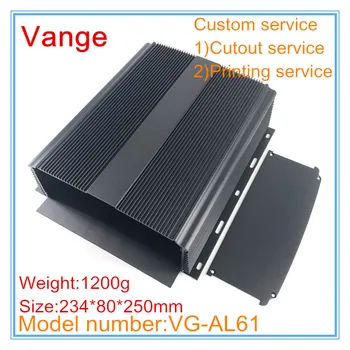 

1pcs/lot black big split profiles shell 6063-T5 Aluminum project box diy 234*80*250mm wall-mounted for communicated device