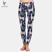 Letsfind леггинсы женские повседневные с высокой талией принт Альпака и кактус леггинсы полиэстер размер плюс Фитнес Брюки