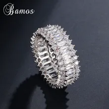 Bamos высокое качество 925 серебро обручальные кольца новые ретро белый ААА Цирконий кольца с камнем рождения для женщин рождественские подарки