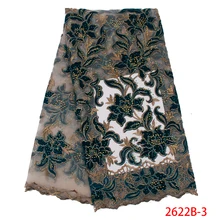 Горячая кружевной ткани высокого качества Африканское Тюлевое кружево сетки кружевной ткани с камнями нигерийская Тюлевая ткань KS2622B-3