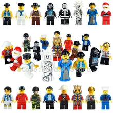 Única Venda Cidade Figura Dos Desenhos Animados Rei Médico Papai Noel Esqueleto Marinha Piloto Conjunto Modelo de Blocos de Construção Tijolos Brinquedos para Crianças