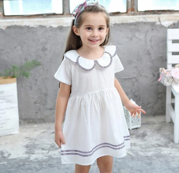Vestido de algodón azul marino para niños y niñas, ropa sin mangas, color  blanco y rosa, para verano|Vestidos| - AliExpress
