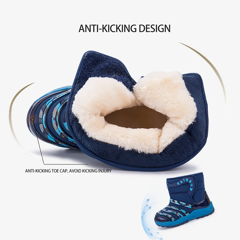 

2018 Warm Girls Boots Plus Velvet Snow Soft-soled Anti-slippery Kids Winter Shoes #R8M2331&R8M0569