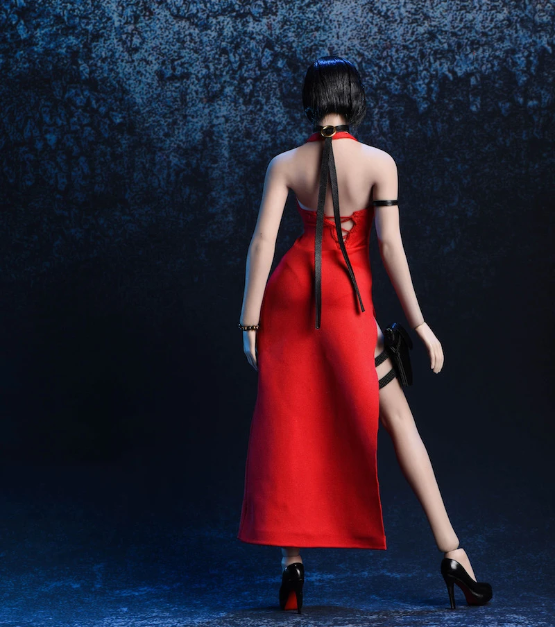 Длинное вечернее платье с туфлями лодочками Ada Wong 18XG14 1/6 черное красное модели