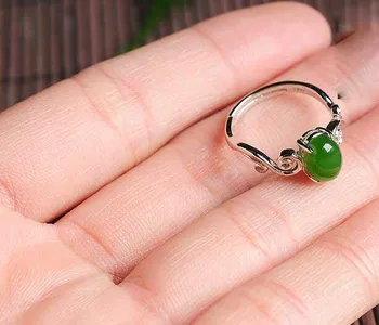 

Original 925 silver mosaic natural jade egg ring female hetian jade ring retractable ring with certificate