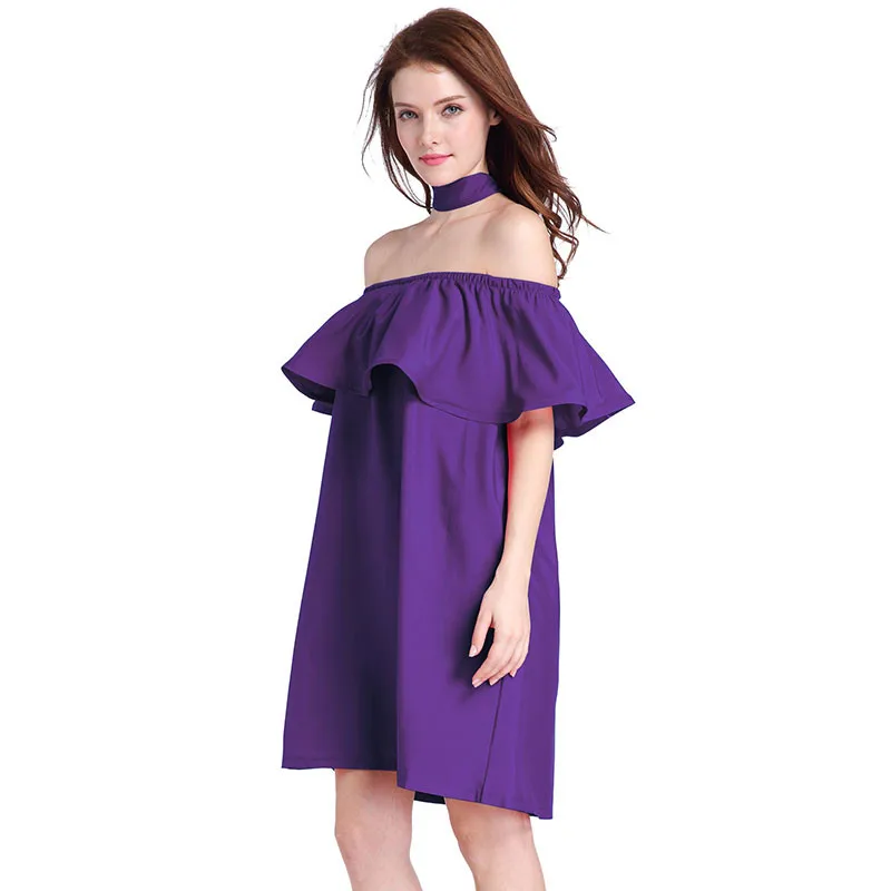 Ahamgen Ruffles Slash Neck Women Dress Summer Style Off Shoulder Sexy Dresses Vestidos White Tube Beach Dress Cotton08