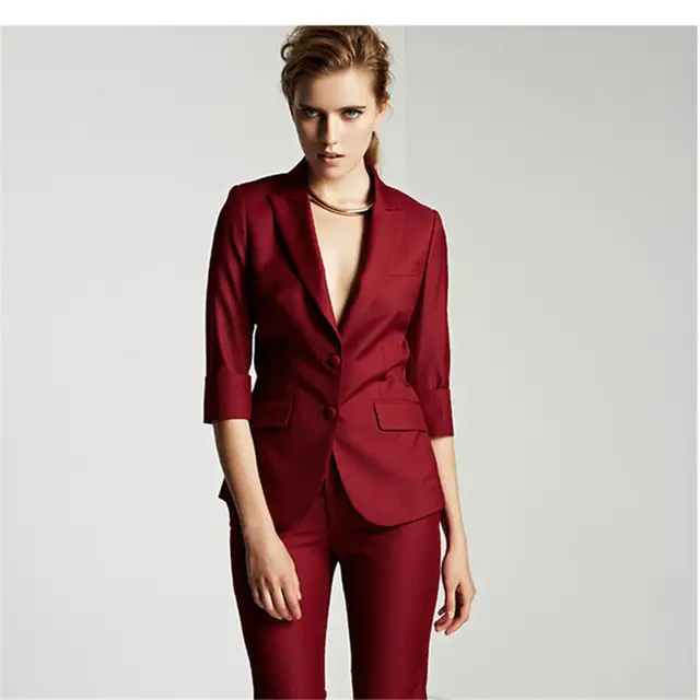 Bespoke Burgundy Women S 2 Piece Suits Formal Business Trouser Bespoke Burgundy Women S 2 Piece Suits Formal Business Trouser Female Job Interview Las B186