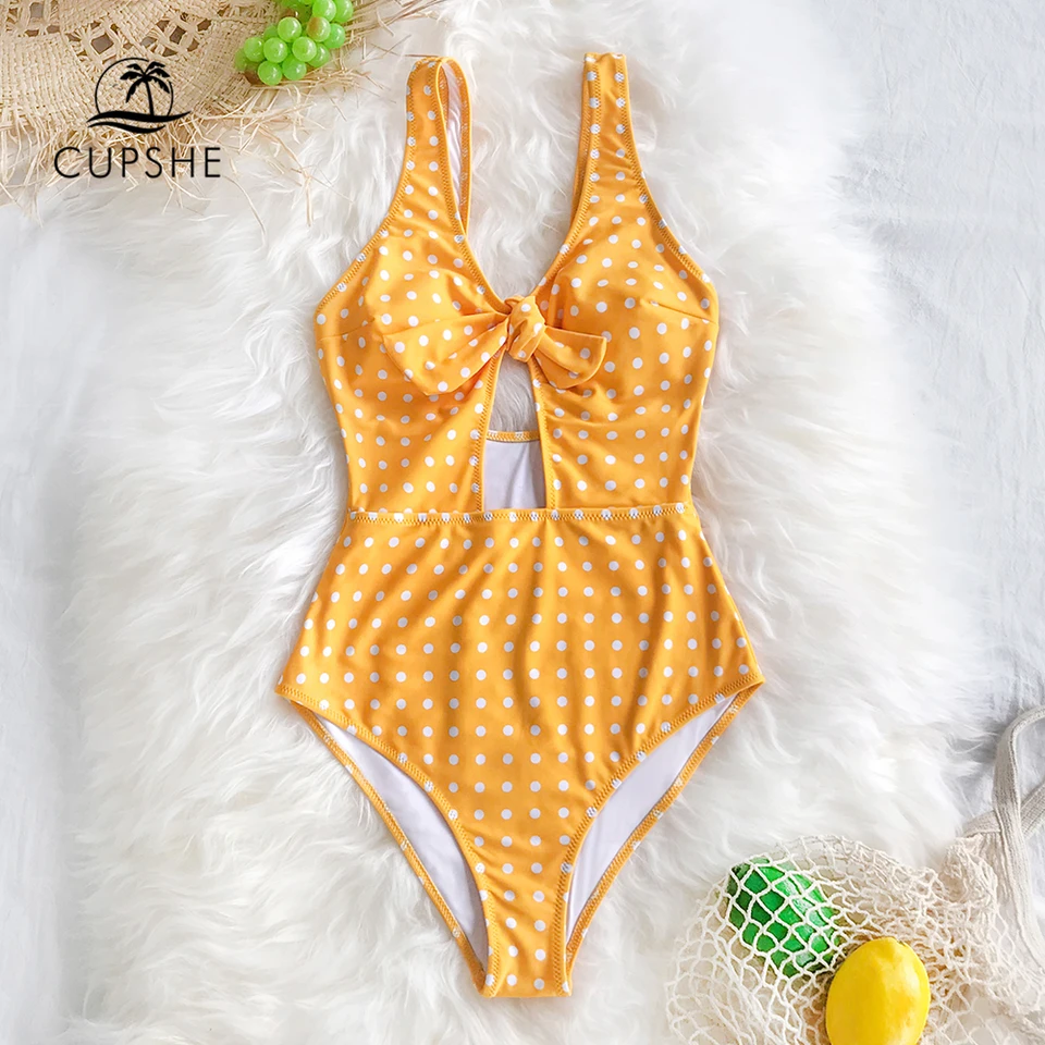 yellow polka dot swimsuit one piece