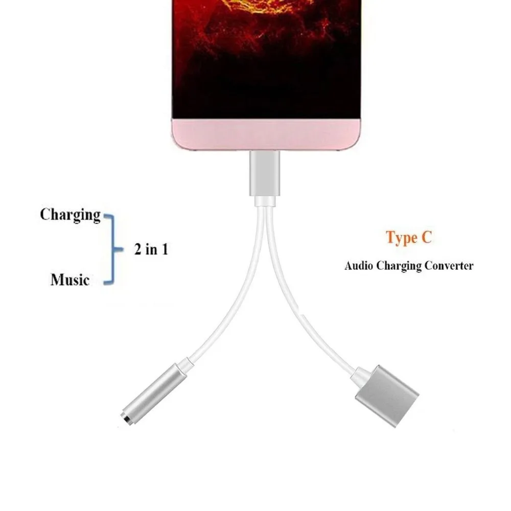 Кабель-разветвитель Cherie type C Usbc до 3,5 мм AUX аудио разъем адаптер для наушников зарядное устройство конвертер для huawei Xiaomi samsung Motorola