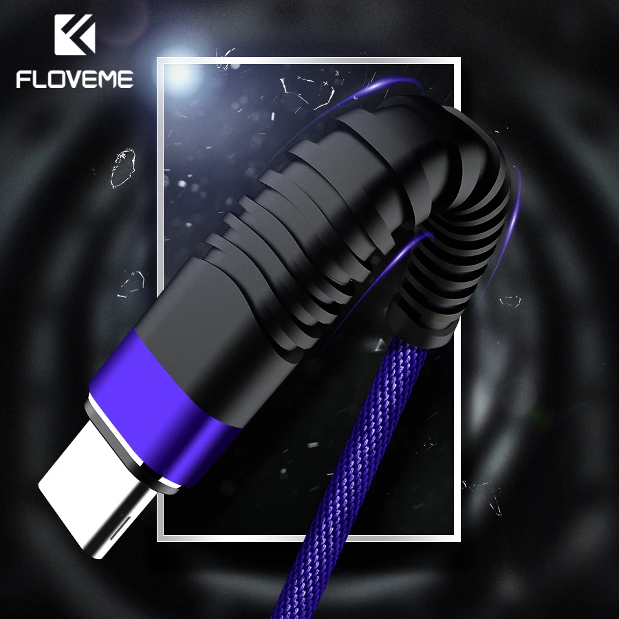 FLOVEME Тип usb C кабель Для Сяо mi 8 SE 5 6 1 м/2 м Привет-растяжение 2A Плетеный Зарядное