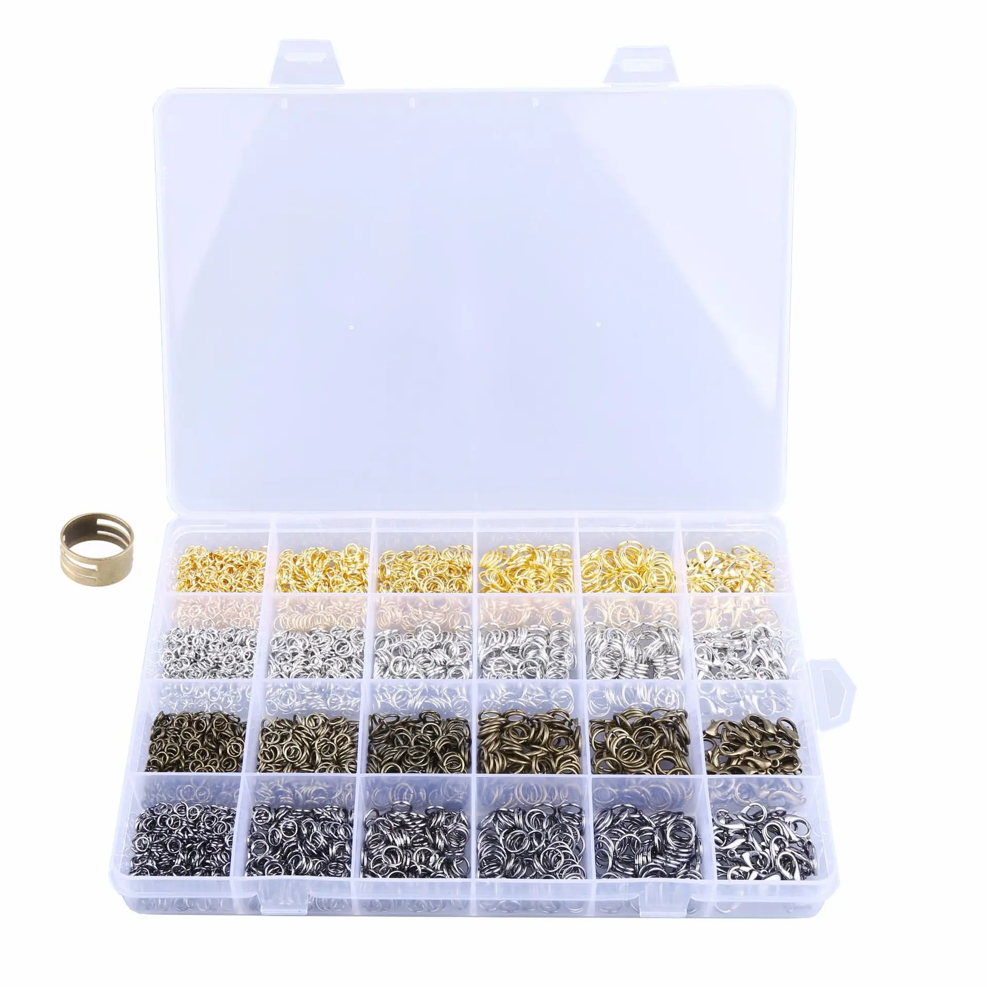 Without Pincers Kit 3280 шт. Комплект золото/никель/бронза/пистолет металл 5 размеров соединительные кольца и 12*7 мм застежки для изготовления ювелирных изделий Diy аксессуары - Цвет: Without Pincers Kit