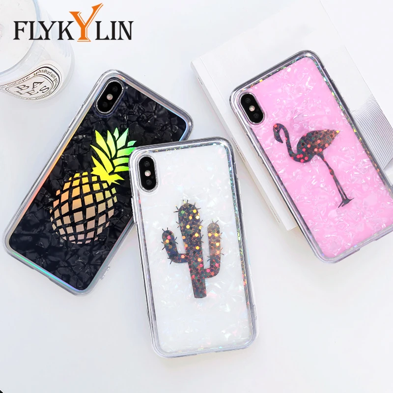 FLYKYLIN лазерный чехол для iphone XS Max XR X 6S 6 7 8 Plus задняя крышка с ананасом фламинго