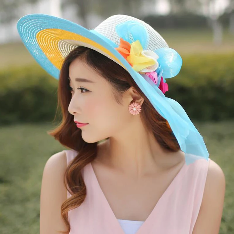 الأزياء خمر شاطئ الشمس قبعات للنساء عارضة الربيع الصيف قبعات من القش كبيرة حافة القبعات القبعات بوينا Casquette الفتيات القش