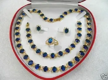 

women's gift gem yellow gold Earring Bracelet Necklace Ring +box 5.27