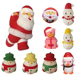 Рождественские подарки Kawaii из мягкой искусственной кожи замедлить рост Санта Клаус Снеговик Squeeze анти-стресс игрушка очарование