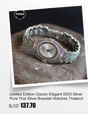 Новинка S925 чистого серебра любовника часы кожаный ремешок Классическая Любители тайский серебряный браслет процесс Таиланд горный хрусталь браслет