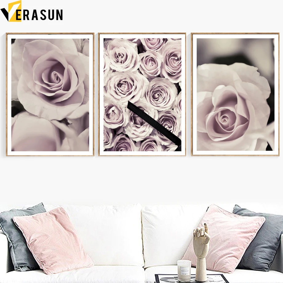 

Pink Flower Rose Nordic Posters And Prints Wall Art Canvas Painting Poster Vintage Wall Pictures For Living Room Home Decor