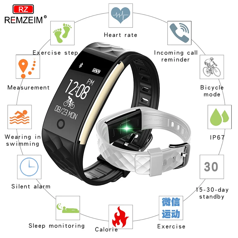 

Smart Fitness Bracelet Big 3D Display Heart Rate Monitor Waterproof Take Photo Pedometer Smart Band Long Time Standby Smartwatch