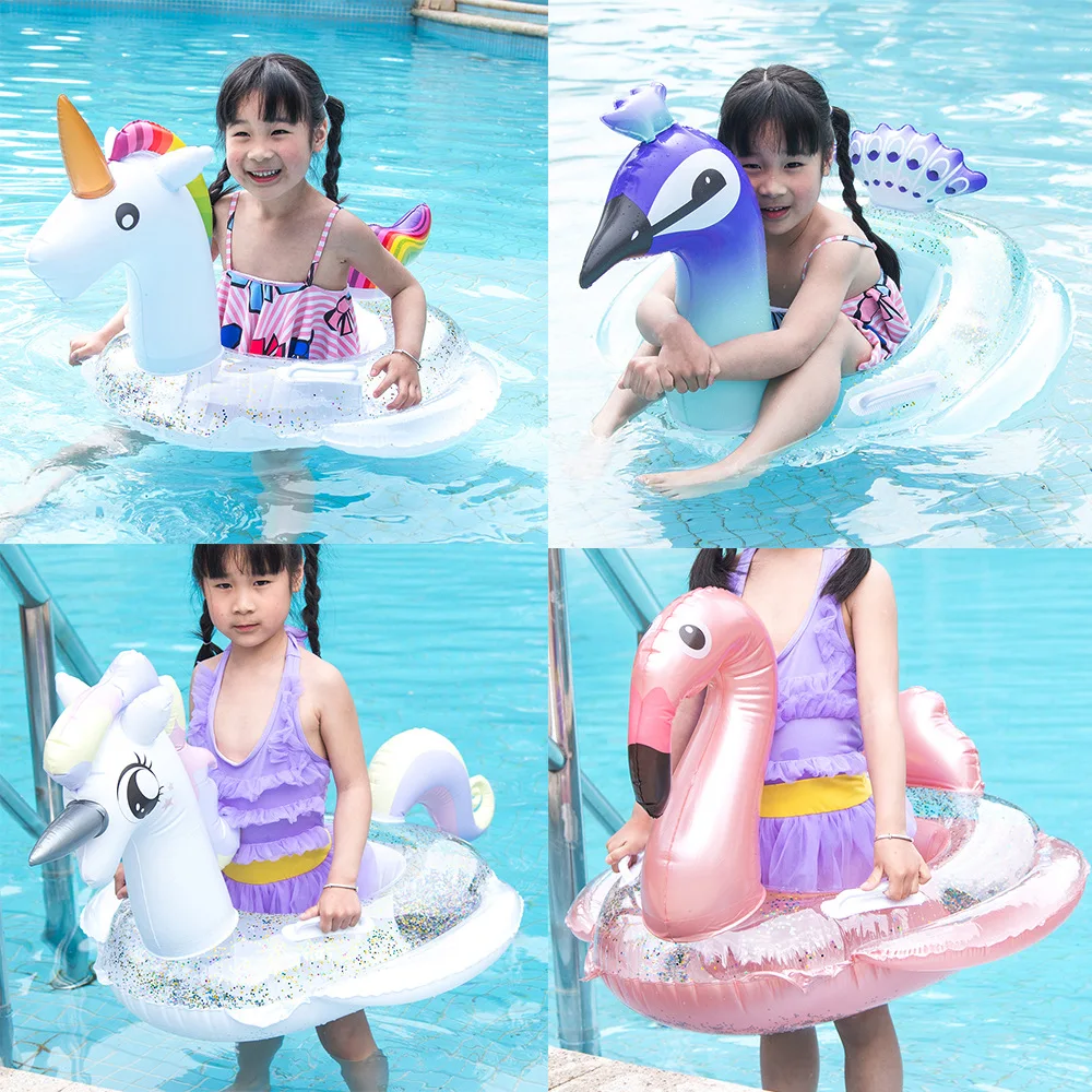 

Children's new inflatable seat ring Princess Unicorn float mount sequins