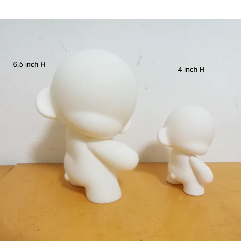 2pc of lots 6.5inch and 4inch Kidrobot Munny DIY Paint Vinyl Doll Action Figure Doll White Color With Opp Bag