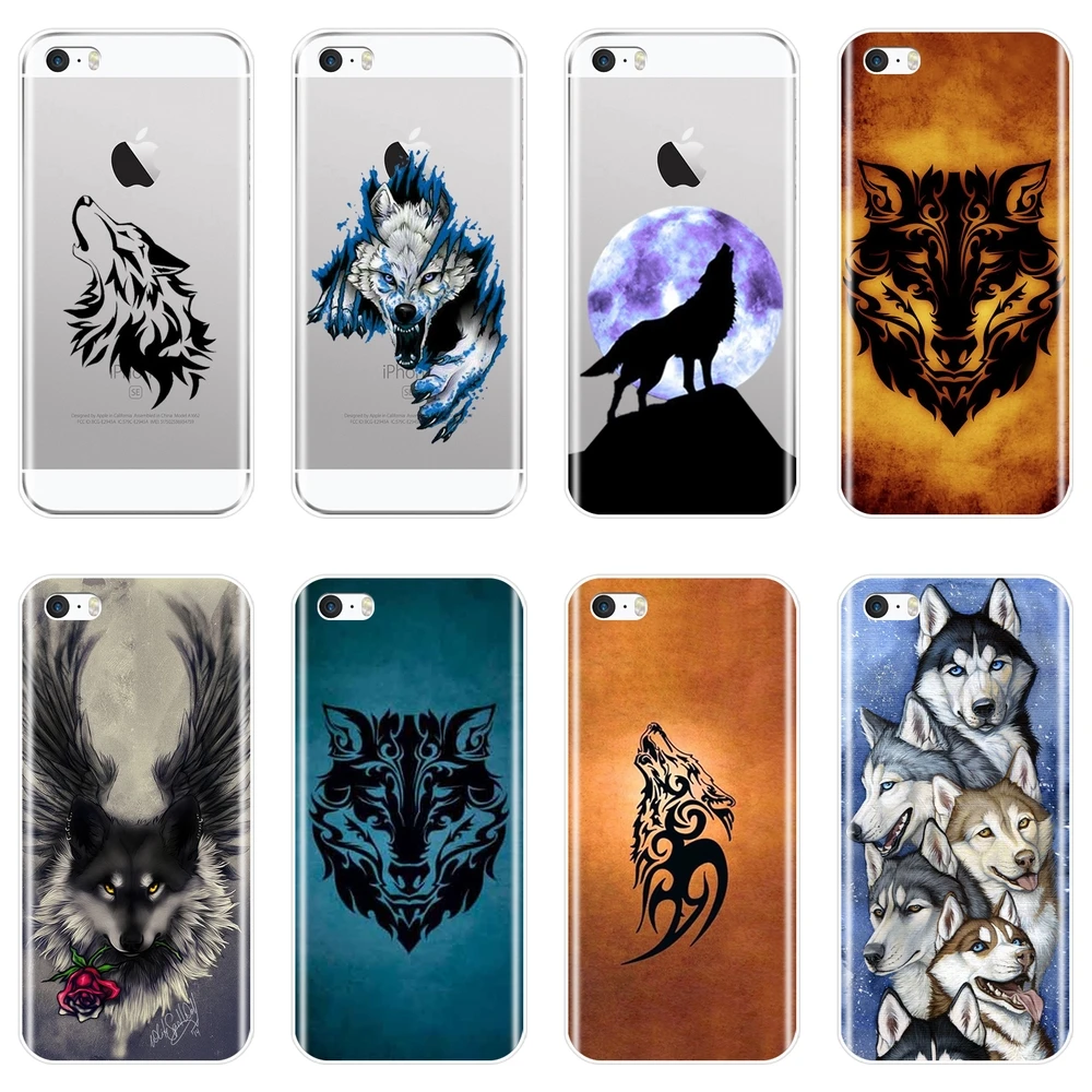 Мягкий чехол из ТПУ для Apple iPhone 5C модный силиконовый накладка 5 SE S Cool Wolf Animal мужчин