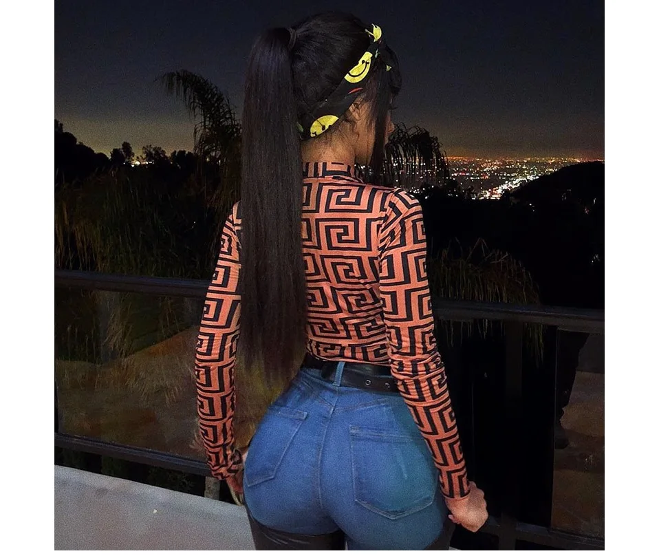 women jumpsuit sexy bodysuit mujer bodycon long sleeve club rompers palazzo print body suit  womens tops v neck streetwear 2020