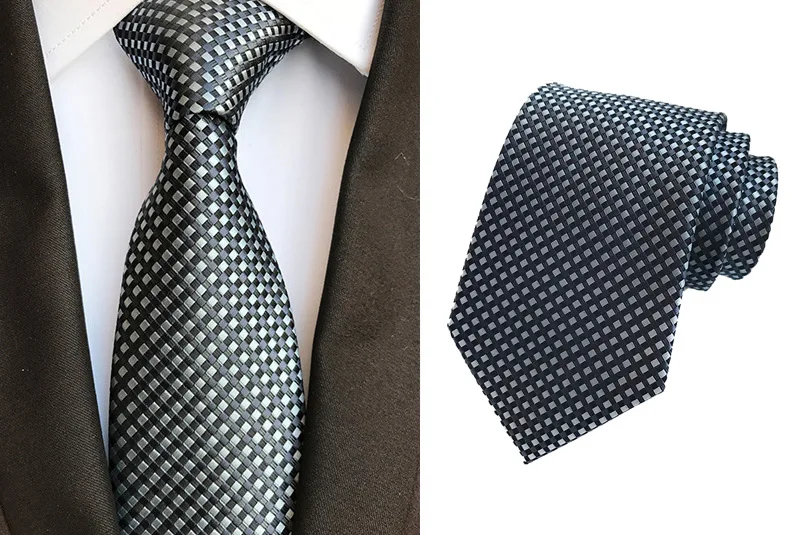 Роскошные 8 см Для мужчин классический галстук шелковый галстук из жаккардовой ткани, в мелкую клетку, с полосатый Cravatta галстуки человек деловой, для жениха аксессуары для галстуков - Цвет: KT254