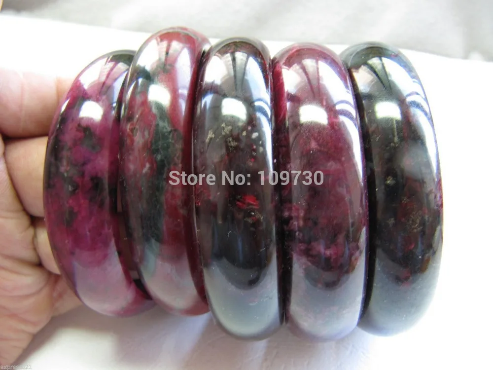 

001520 5PCS Dark Coffee Purple Craft Chinese Jade Bangle (A0429)