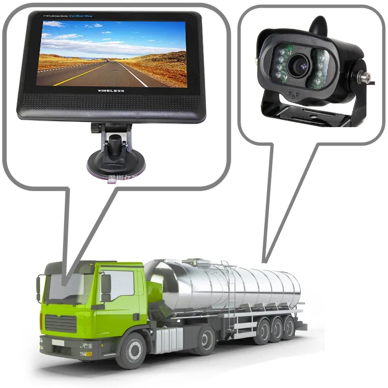 

12v-24v 2.4g Car rear camera Wireless 7" Monitor Video parking kit, Wifi reverse camera Rear view Monitor truck backup system
