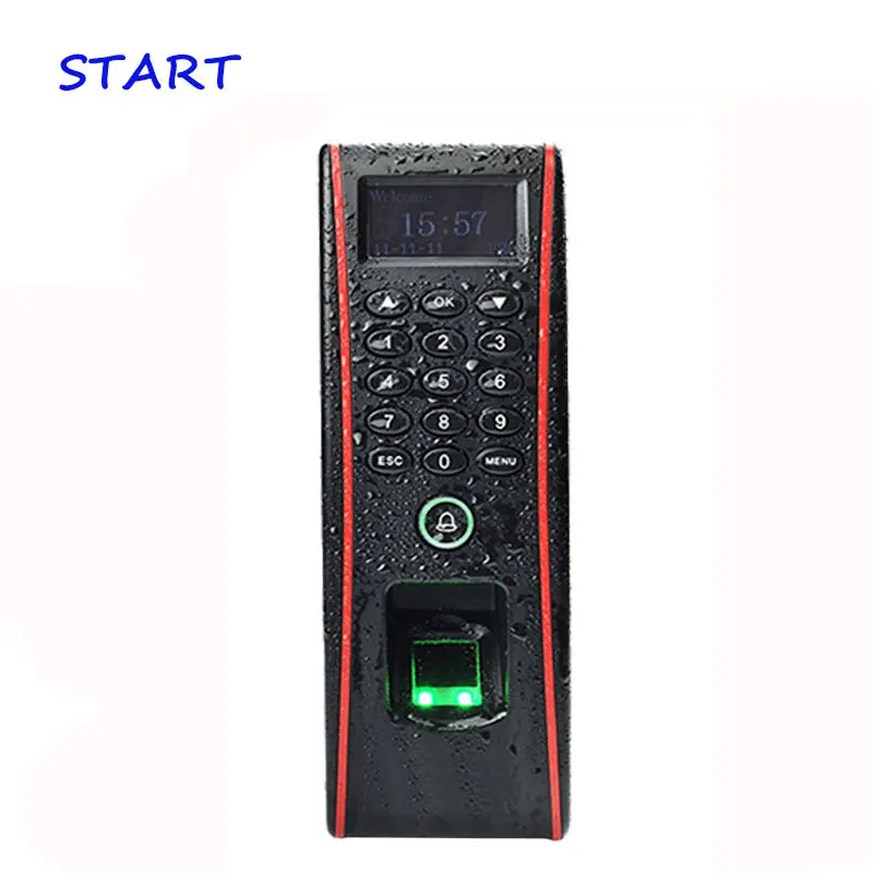 ZK TF1700 للماء البيومترية بصمة وقت الحضور و باب التحكم في الوصول مع بطاقة الهوية الوقت تسجيل