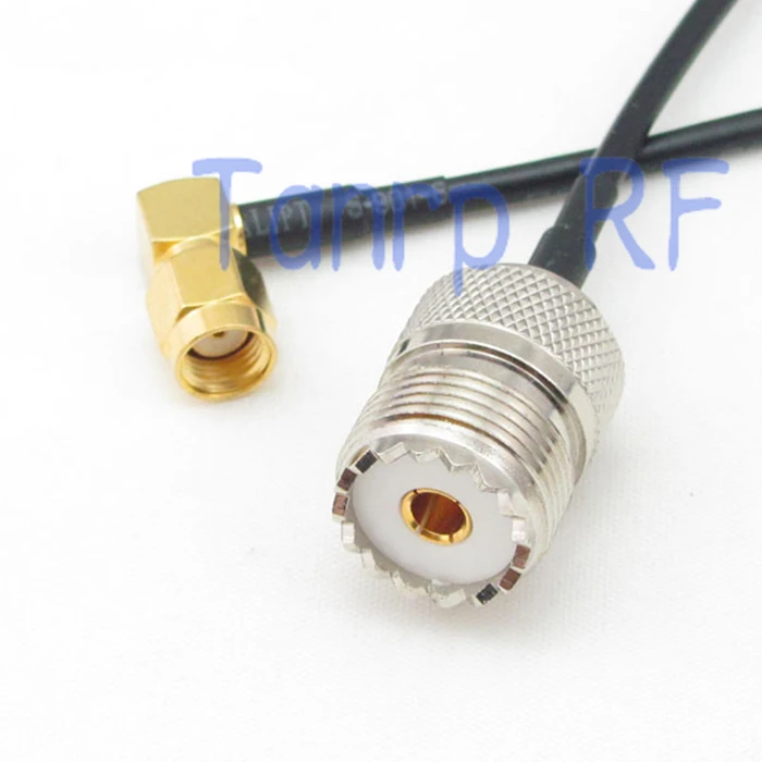 

8in UHF female SO-239 to RP-SMA male right angle RF connector adapter 20CM Pigtail coaxial jumper cable RG174 extension cord
