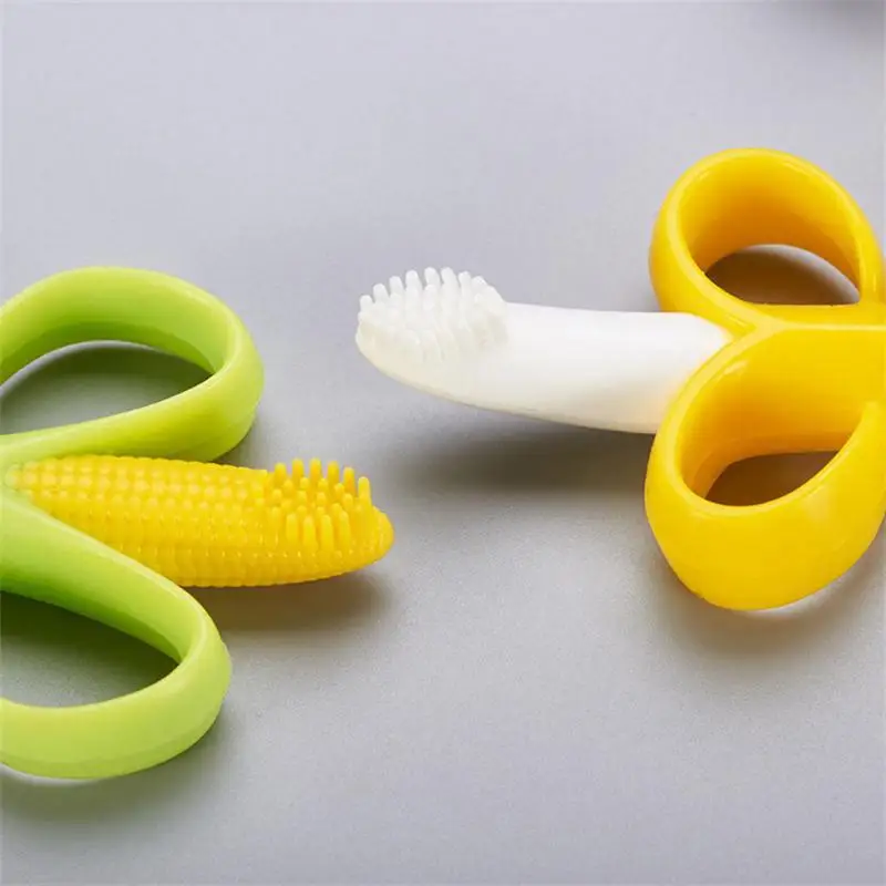 Милая забавная Банановая форма кукурузы Прорезыватель для зубов детская игрушка-прорезыватель Силиконовая зубная щетка и экологически безопасные детские молярные стержни