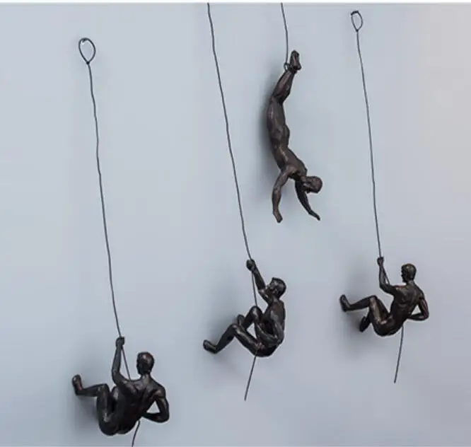Промышленный стиль скалолазание человек Смола железная проволока Настенный декор скульптурные фигуры креативный Ретро подарок декоративная статуэтка подарок