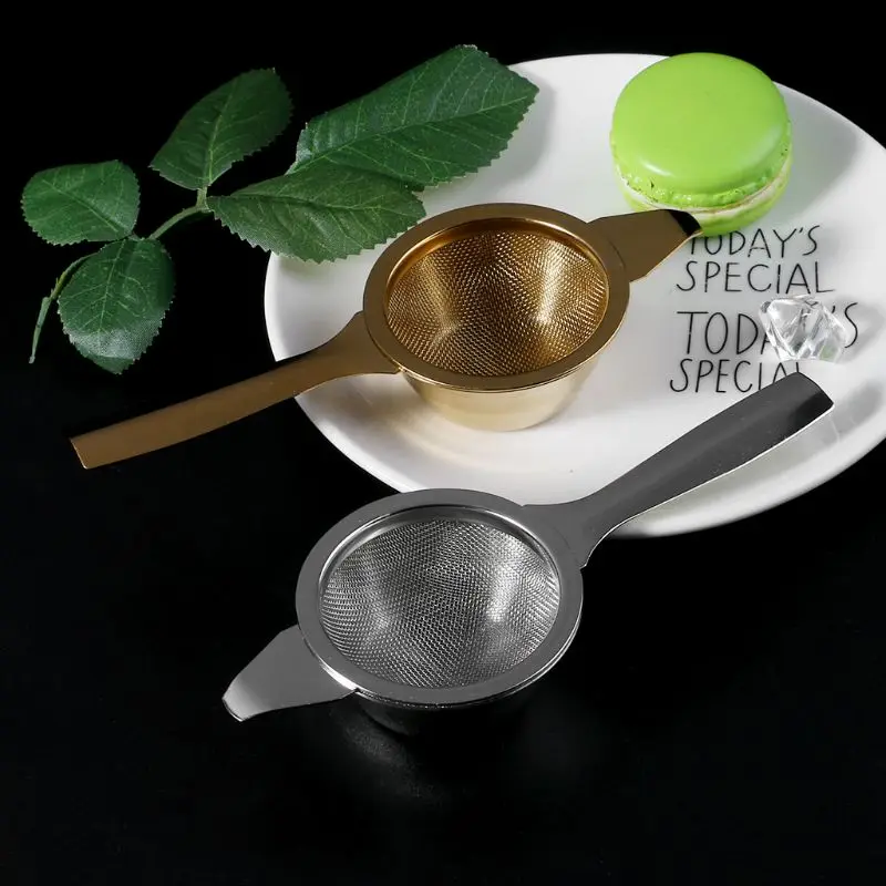 Сетчатый ситечко для заварки чая из нержавеющей стали, ситечко для заварки чая с ручкой, кухонный инструмент