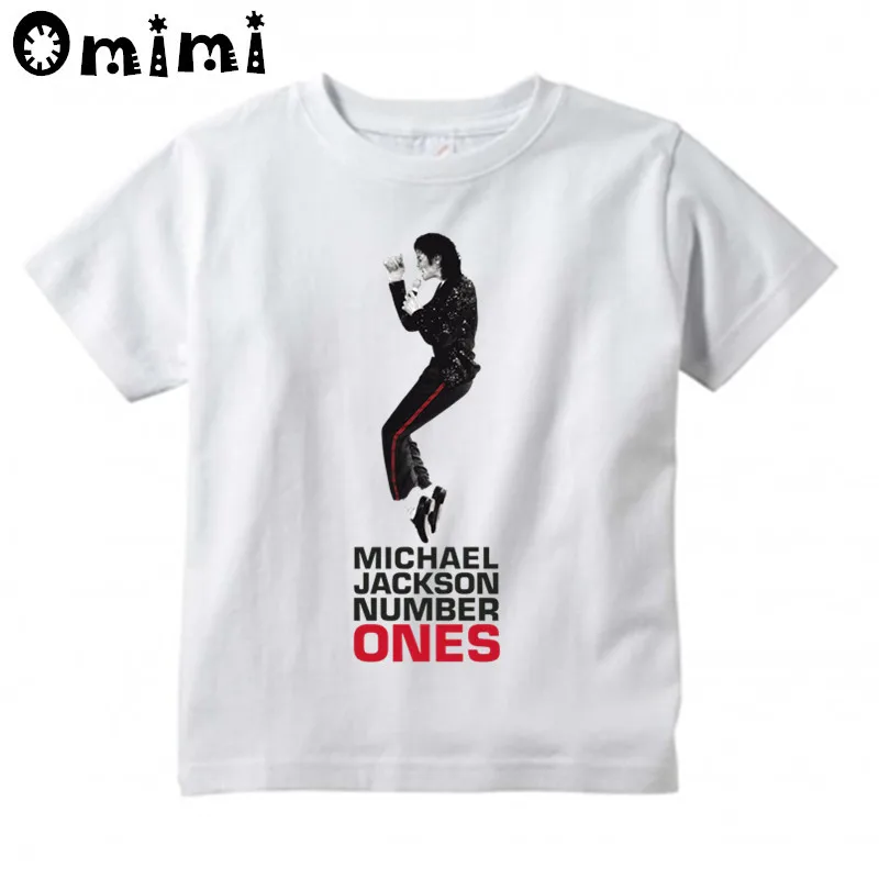 

Boys/Girls Michael Jackson Rock N Roll Star Bad Design T-Shirts Music Children's White Short Tops Kids Rock T Shirt, ooo5145