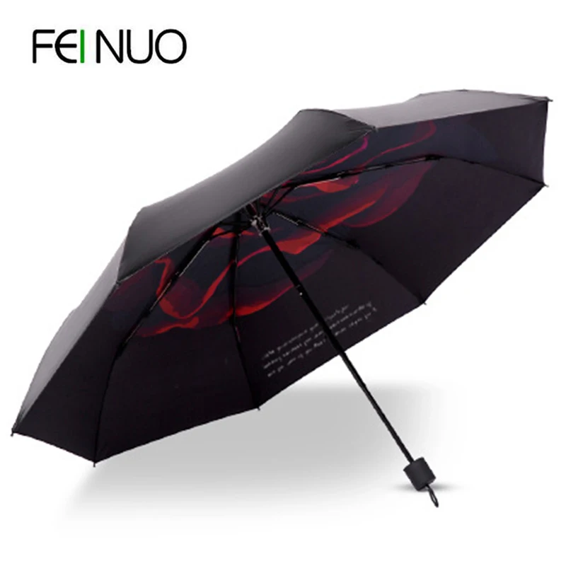 

Fashion Umbrella Rain Women Sun Protection Windproof Sun Umbrellas Flowers Sunshade Three Folding Umbrella Girls Gift Parasol