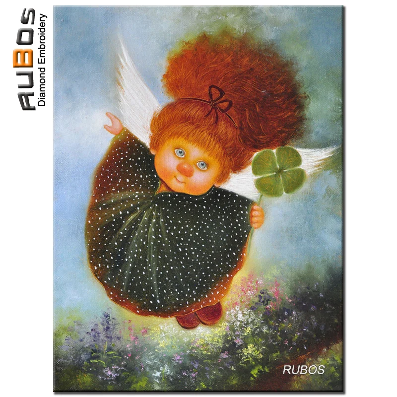 RUBOS cartoon angel Clover DIY 5D diamond mosaic diamond embroidery diamond painting full square picture of rhinestone kids gift (1)