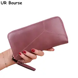 UR Burse женские кожаные длинные женские сумки стеганая сумка женская простая многофункциональная сумка-клатч мульти-держатель для карт