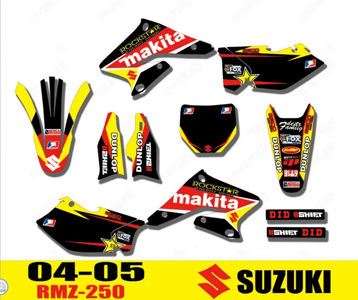 Мотоцикл команда велосипед графика наклейки Фоновые для Suzuki RMZ250 RMZ 250 2004