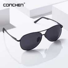 CONCHEN Pilot Polarized Sunglasses Men Women Metal Frame Spring Hinge Driving Sun Glasses Male Retro Sunglasses