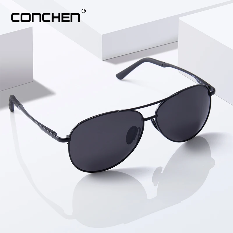 

CONCHEN 2019 Pilot Polarized Sunglasses Men Women Metal Frame Spring Hinge Driving Sun Glasses Male Retro Sunglasses