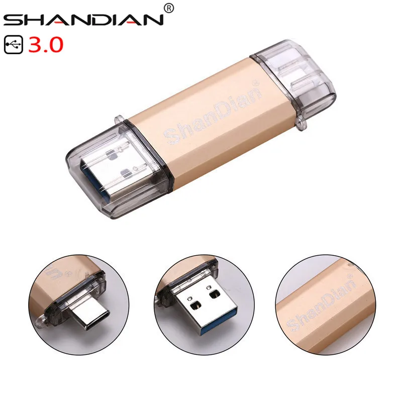 SHANDIAN USB 3 0 Акция Type C 1 OTG 32 Гб 64 Внешняя карта памяти 16 мобильный компьютер флэш