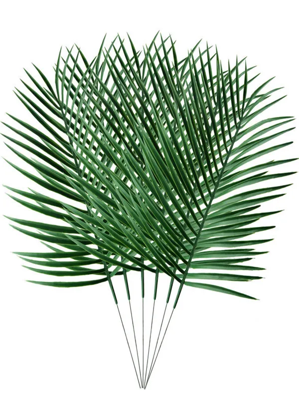 Искусственные тропические Пальмовые Листья, искусственные зеленые однолистные пальмовые пальмы для дома, кухни, вечерние украшения ручной работы, искусственные листья дерева - Цвет: 6pcs