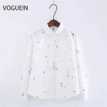 Женская блузка VOGUEIN белая/Geren с длинным рукавом и принтом на