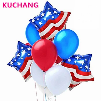 

20pcs 12inch Red Blue Latex Balloons National Day USA Patriot American Party Birthday Party Decorations Star Balloons Air Globos