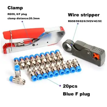 

HSS F-Head Coaxial Cable Wire Stripper Crimper Cutter Tool Kit with Connectors