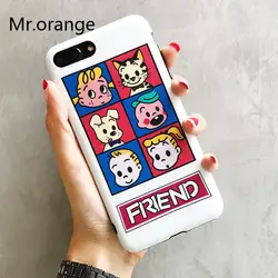 Mr. orange роскошные матовые IMD Мягкий силиконовый чехол для iPhone 6 6 S 7 8 Plus X обложки милый мультфильм для маленьких девочек кошка Собака друг