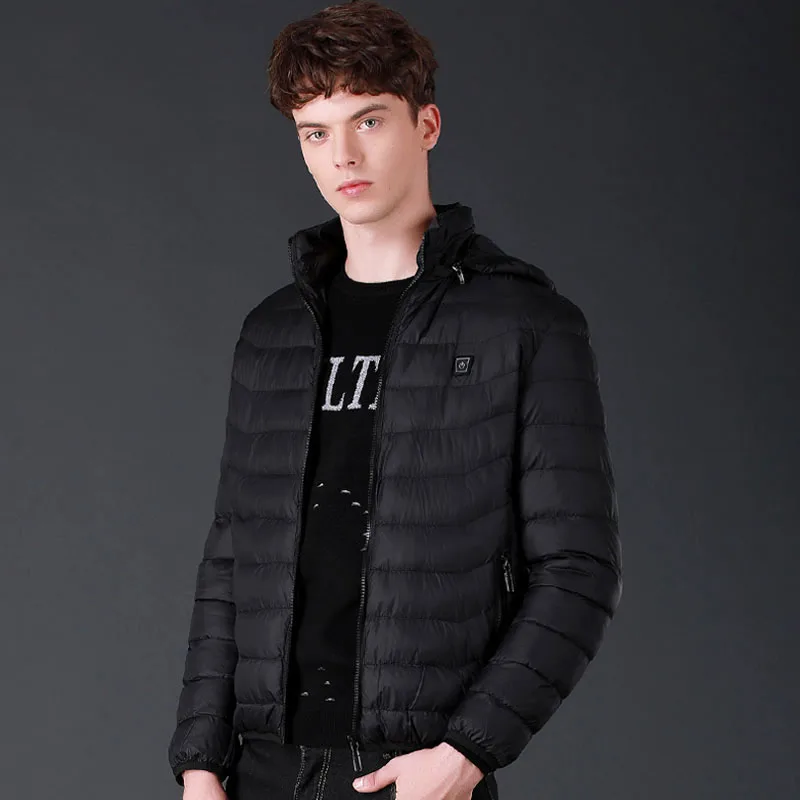 Mens Winter Heated USB Hooded Work Jacket Coats Adjustable Temperature Control Safety Clothing